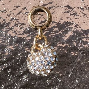 Heart charm with bling gold with crystal stones